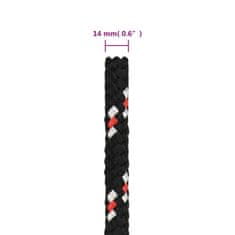 Greatstore Lodní lano černé 14 mm 25 m polypropylen