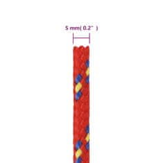 Vidaxl Lodní lano červené 5 mm 250 m polypropylen