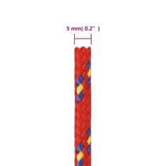Vidaxl Lodní lano červené 5 mm 50 m polypropylen