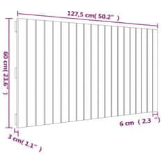 Vidaxl Nástěnné čelo postele bílé 127,5x3x60 cm masivní borové dřevo