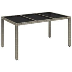 Greatstore Zahradní stůl se skleněnou deskou šedý 150x90x75 cm polyratan