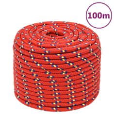 Greatstore Lodní lano červené 12 mm 100 m polypropylen