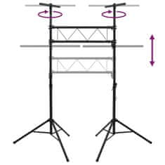 Greatstore Světelná rampa se stojany černá 238 x 115 x (180–300) cm ocel