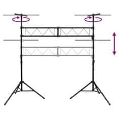 Vidaxl Světelná rampa se stojany černá 338 x 115 x (180–300) cm ocel