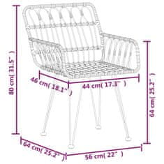 Petromila Zahradní židle 2 ks s područkami 56 x 64 x 80 cm PE ratan