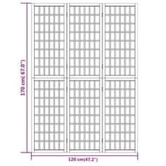 Petromila Skládací 3dílný paraván v japonském stylu 120 x 170 cm bílý