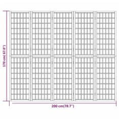 Vidaxl Skládací 5dílný paraván v japonském stylu 200 x 170 cm černý