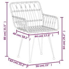 Vidaxl Zahradní židle 2 ks s područkami 56 x 64 x 80 cm PE ratan