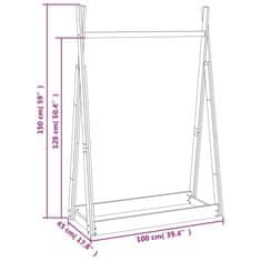 Vidaxl Stojan na oblečení 100 x 45 x 150 cm masivní borové dřevo