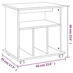 Greatstore Skříňka na kolečkách kouřový dub 60x45x60 cm kompozitní dřevo