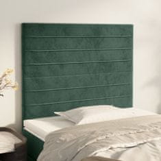 Greatstore Čelo postele 2 ks tmavě zelené 80 x 5 x 78/88 cm samet