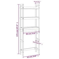 Greatstore Toaletní regál černý 63 x 26 x 171 cm masivní borové dřevo