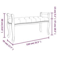 Vidaxl Lavice světle šedá 110 x 45 x 60 cm samet