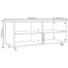 Greatstore TV skříňka na kolečkách kouřový dub 90x35x35cm kompozitní dřevo