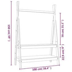 Vidaxl Stojan na oblečení 100 x 45,5 x 150 cm masivní borové dřevo