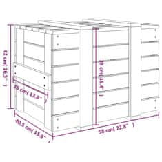 Vidaxl Úložný box medově hnědý 58 x 40,5 x 42 cm masivní borové dřevo