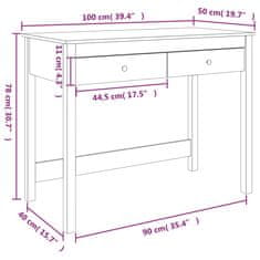 Greatstore Psací stůl se zásuvkami černý 100x50x78 cm masivní borové dřevo