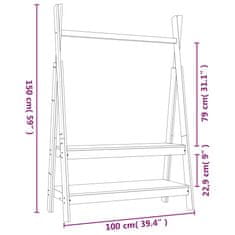 Vidaxl Stojan na oblečení černý 100x45,5x150 cm masivní borové dřevo