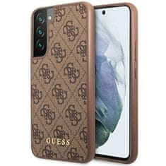 Guess GUHCS23SG4GFBR hard silikonové pouzdro Samsung Galaxy S23 5G brown 4G Metal Gold Logo