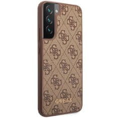 Guess GUHCS23MG4GFBR hard silikonové pouzdro Samsung Galaxy S23 PLUS 5G brown 4G Metal Gold Logo