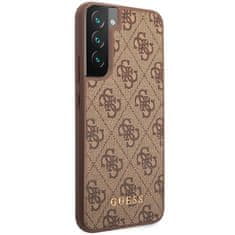 Guess GUHCS23SG4GFBR hard silikonové pouzdro Samsung Galaxy S23 5G brown 4G Metal Gold Logo