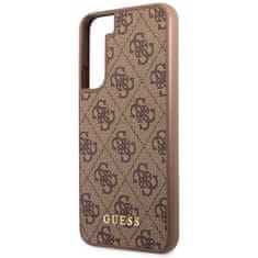 Guess GUHCS23SG4GFBR hard silikonové pouzdro Samsung Galaxy S23 5G brown 4G Metal Gold Logo