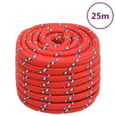 Greatstore Lodní lano červené 20 mm 25 m polypropylen