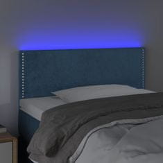 Vidaxl Čelo postele s LED tmavě modré 100x5x78/88 cm samet