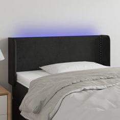 Vidaxl Čelo postele s LED černé 103 x 16 x 78/88 cm samet