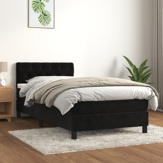 Vidaxl Box spring postel s matrací černá 80 x 200 cm samet