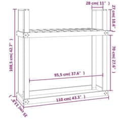 Greatstore Stojan na dřevo šedý 110 x 35 x 108,5 cm masivní borovice