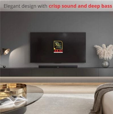  Bluetooth bezdrôtový soundbar akai ASB-5L hdmi skvelý zvuk aux in vstup usb port optický vstup moderný design 