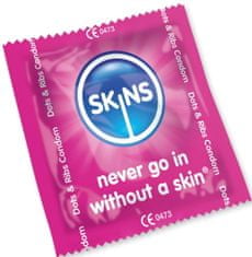 SKINS SKINS D&R kondomy Žebrované s puntíky