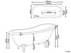 Beliani Volně stojící vana 170 x 76 cm červená CAYMAN