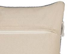 Beliani Bavlněný polštář se střapci 45 x 45 cm bílý/šedý BRAHEA