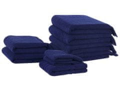 Beliani Sada 9 bavlněných froté ručníků modré ATIU