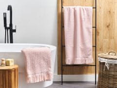Beliani Sada 2 bavlněných froté ručníků růžové ATIU