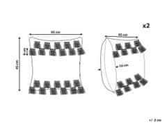 Beliani Sada 2 bavlněných polštářů se střapci 45 x 45 cm bílé/šedé BRAHEA