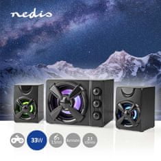 Nedis GSPR31021BK herní reproduktory 2.1 subwoofer 33 W, USB, jack 3.5mm