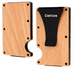 Daklos DAKLOS Wood RFID bezpečnostní dřevěná mini peněženka s klipem buk