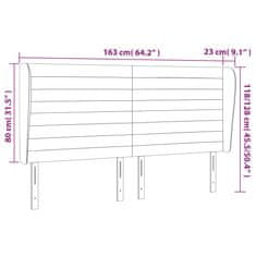 Vidaxl Čelo postele typu ušák černé 163x23x118/128 cm samet