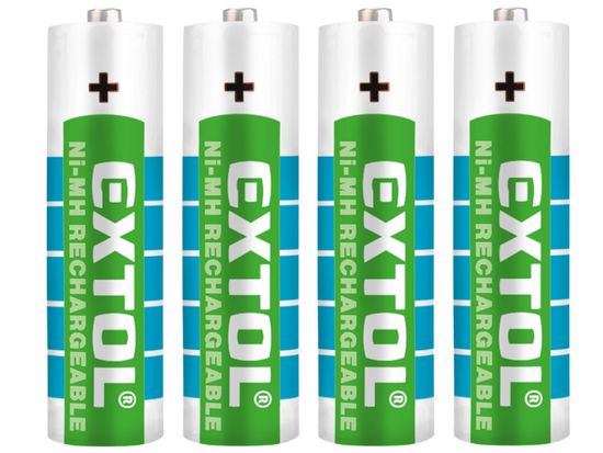 Extol Energy Baterie nabíjecí, 4ks, AA (HR6), 1,2V, 2400mAh, NiMh