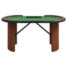 Greatstore Pokerový stůl pro 10 hráčů držák na chipy zelený 160x80x75 cm