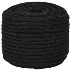 Greatstore Pracovní lano černé 14 mm 50 m polyester