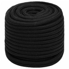 Vidaxl Pracovní lano černé 16 mm 25 m polyester