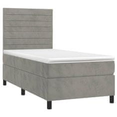 Greatstore Box spring postel s matrací světle šedá 80 x 200 cm samet