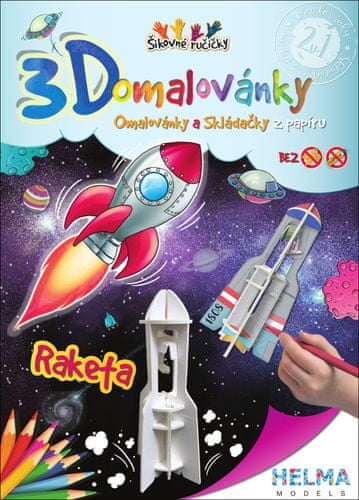 3D omalovánky Raketa - Omalovánky a Skládačky z papíru