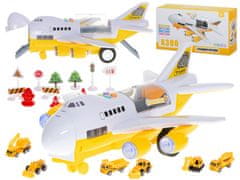 WOWO Kompletní sada transportního letadla s 6 stavebními vozidly - boční/přední zobrazení