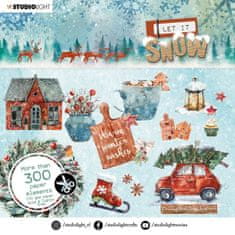 Aladine Blok s papírovými výseky Studio Light, 15 x 15 cm (300+ obrázků) – Let it Snow