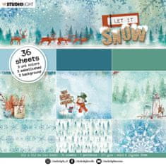 Aladine Blok vzorovaných papírů Studio Light, 15 x 15 cm – Let it Snow, modré variace